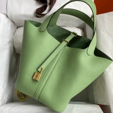 Hermes Picotin Lock 22 Handmade Bag in Vert Criquet Clemence Leather Hermes Picotin Lock 22 Handmade Bag in Vert Criquet Clemence Leather