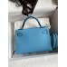 Hermes Kelly Mini II Sellier Handmade Bag In Celeste Epsom Calfskin Hermes Kelly Mini II Sellier Handmade Bag In Celeste Epsom Calfskin