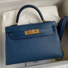 Hermes Kelly Mini II Sellier Handmade Bag In Deep Blue Epsom Calfskin Hermes Kelly Mini II Sellier Handmade Bag In Deep Blue Epsom Calfskin
