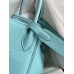 Hermes Lindy 30 Handmade Bag In Blue Atoll Clemence Leather Hermes Lindy 30 Handmade Bag In Blue Atoll Clemence Leather