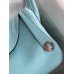 Hermes Lindy 30 Handmade Bag In Blue Atoll Clemence Leather Hermes Lindy 30 Handmade Bag In Blue Atoll Clemence Leather