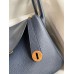 Hermes Lindy 30 Handmade Bag In Blue Nuit Clemence Leather Hermes Lindy 30 Handmade Bag In Blue Nuit Clemence Leather
