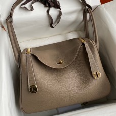 Hermes Lindy 30 Handmade Bag In Taupe Clemence Leather Hermes Lindy 30 Handmade Bag In Taupe Clemence Leather