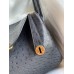 Hermes Lindy 30 Handmade Bag In Black Ostrich Leather Hermes Lindy 30 Handmade Bag In Black Ostrich Leather