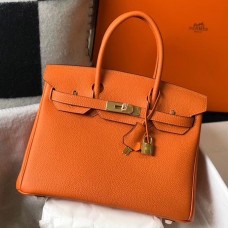 Hermes Birkin 30cm Bag In Orange Clemence Leather GHW Hermes Birkin 30cm Bag In Orange Clemence Leather GHW