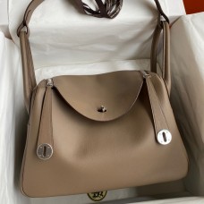 Hermes Lindy 30 Handmade Bag In Taupe Swift Calfskin Hermes Lindy 30 Handmade Bag In Taupe Swift Calfskin