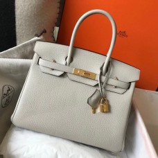 Hermes Birkin 30cm Bag In Pearl Grey Clemence Leather GHW Hermes Birkin 30cm Bag In Pearl Grey Clemence Leather GHW