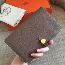 Hermes Dogon Duo Wallet In Taupe Clemence Leather Hermes Dogon Duo Wallet In Taupe Clemence Leather
