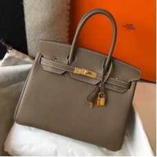 Hermes Birkin 30cm Bag In Taupe Clemence Leather GHW Hermes Birkin 30cm Bag In Taupe Clemence Leather GHW