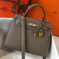 Hermes Kelly 25cm Sellier Bag In Taupe Epsom Leather Hermes Kelly 25cm Sellier Bag In Taupe Epsom Leather