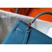 Hermes Kelly 25cm Retourne Bag In Blue Jean Clemence Leather Hermes Kelly 25cm Retourne Bag In Blue Jean Clemence Leather