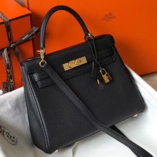 Hermes Kelly 25cm Retourne Bag In Black Clemence Leather Hermes Kelly 25cm Retourne Bag In Black Clemence Leather