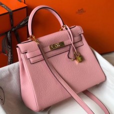 Hermes Kelly 25cm Retourne Bag In Pink Clemence Leather Hermes Kelly 25cm Retourne Bag In Pink Clemence Leather