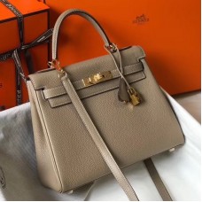Hermes Kelly 25cm Retourne Bag In Tourterelle Clemence Leather Hermes Kelly 25cm Retourne Bag In Tourterelle Clemence Leather