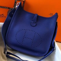 Hermes Evelyne III 29 PM Bag In Blue Electric Clemence Leather Hermes Evelyne III 29 PM Bag In Blue Electric Clemence Leather