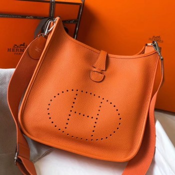 Hermes Evelyne III 29 PM Bag In Orange Clemence Leather Hermes Evelyne III 29 PM Bag In Orange Clemence Leather