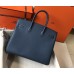 Hermes Birkin 35cm Bag In Blue Agate Clemence Leather GHW Hermes Birkin 35cm Bag In Blue Agate Clemence Leather GHW