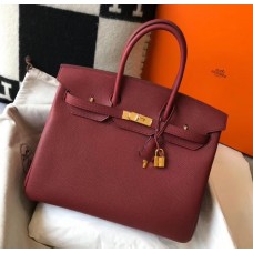 Hermes Birkin 35cm Bag In Bordeaux Clemence Leather GHW Hermes Birkin 35cm Bag In Bordeaux Clemence Leather GHW