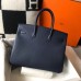 Hermes Birkin 35cm Bag In Dark Blue Clemence Leather GHW Hermes Birkin 35cm Bag In Dark Blue Clemence Leather GHW