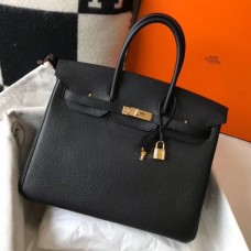 Hermes Birkin 35cm Bag In Black Clemence Leather GHW Hermes Birkin 35cm Bag In Black Clemence Leather GHW