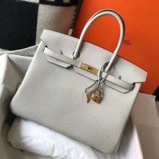 Hermes Birkin 35cm Bag In Pearl Grey Clemence Leather GHW Hermes Birkin 35cm Bag In Pearl Grey Clemence Leather GHW