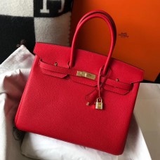 Hermes Birkin 35cm Bag In Red Clemence Leather GHW Hermes Birkin 35cm Bag In Red Clemence Leather GHW