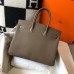 Hermes Birkin 35cm Bag In Taupe Grey Clemence Leather GHW Hermes Birkin 35cm Bag In Taupe Grey Clemence Leather GHW