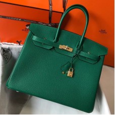 Hermes Birkin 35cm Bag In Vert Vertigo Clemence Leather GHW
