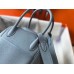 Hermes Lindy 26cm Bag In Blue Lin Clemence Leather PHW Hermes Lindy 26cm Bag In Blue Lin Clemence Leather PHW
