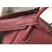 Hermes Lindy 26cm Bag In Bordeaux Clemence Leather PHW Hermes Lindy 26cm Bag In Bordeaux Clemence Leather PHW