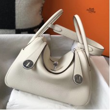 Hermes Lindy 26cm Bag In Beton Clemence Leather PHW Hermes Lindy 26cm Bag In Beton Clemence Leather PHW