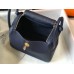 Hermes Lindy 26cm Bag In Navy Blue Clemence Leather GHW Hermes Lindy 26cm Bag In Navy Blue Clemence Leather GHW