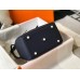 Hermes Lindy 26cm Bag In Navy Blue Clemence Leather GHW Hermes Lindy 26cm Bag In Navy Blue Clemence Leather GHW