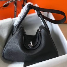 Hermes Lindy 26cm Bag In Black Clemence Leather Hermes Lindy 26cm Bag In Black Clemence Leather