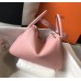 Hermes Lindy 26cm Bag In Pink Clemence Leather GHW Hermes Lindy 26cm Bag In Pink Clemence Leather GHW