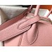Hermes Lindy 26cm Bag In Pink Clemence Leather GHW Hermes Lindy 26cm Bag In Pink Clemence Leather GHW