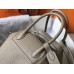 Hermes Lindy 26cm Bag In Gris Tourterelle Clemence Leather PHW Hermes Lindy 26cm Bag In Gris Tourterelle Clemence Leather PHW