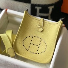 Hermes Evelyne III TPM Mini Bag In Jaune Poussin Clemence Leather Hermes Evelyne III TPM Mini Bag In Jaune Poussin Clemence Leather