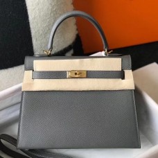Hermes Kelly 25cm Sellier Bag In Ardoise Epsom Leather Hermes Kelly 25cm Sellier Bag In Ardoise Epsom Leather