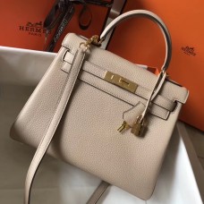 Hermes Kelly 28cm Bag In Argile Clemence Leather GHW Hermes Kelly 28cm Bag In Argile Clemence Leather GHW