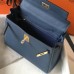 Hermes Kelly 28cm Bag In Blue Agate Clemence Leather GHW Hermes Kelly 28cm Bag In Blue Agate Clemence Leather GHW