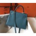 Hermes Kelly 28cm Bag In Blue Jean Clemence Leather GHW Hermes Kelly 28cm Bag In Blue Jean Clemence Leather GHW
