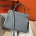 Hermes Kelly 28cm Bag In Blue Lin Clemence Leather GHW Hermes Kelly 28cm Bag In Blue Lin Clemence Leather GHW