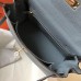 Hermes Kelly 28cm Bag In Blue Lin Clemence Leather GHW Hermes Kelly 28cm Bag In Blue Lin Clemence Leather GHW