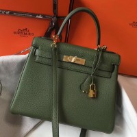 Hermes Kelly 28cm Bag In Canopee Clemence Leather GHW Hermes Kelly 28cm Bag In Canopee Clemence Leather GHW