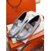 Hermes Paris Loafers In Silver Metallic Goatskin Hermes Paris Loafers In Silver Metallic Goatskin