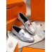 Hermes Paris Loafers In Silver Metallic Goatskin Hermes Paris Loafers In Silver Metallic Goatskin