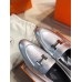 Hermes Paris Loafers In Silver Metallic Goatskin Hermes Paris Loafers In Silver Metallic Goatskin