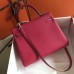 Hermes Kelly 28cm Bag In Rose Red Clemence Leather PHW Hermes Kelly 28cm Bag In Rose Red Clemence Leather PHW