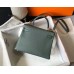 Hermes Kelly 28cm Bag In Vert Amande Clemence Leather GHW Hermes Kelly 28cm Bag In Vert Amande Clemence Leather GHW